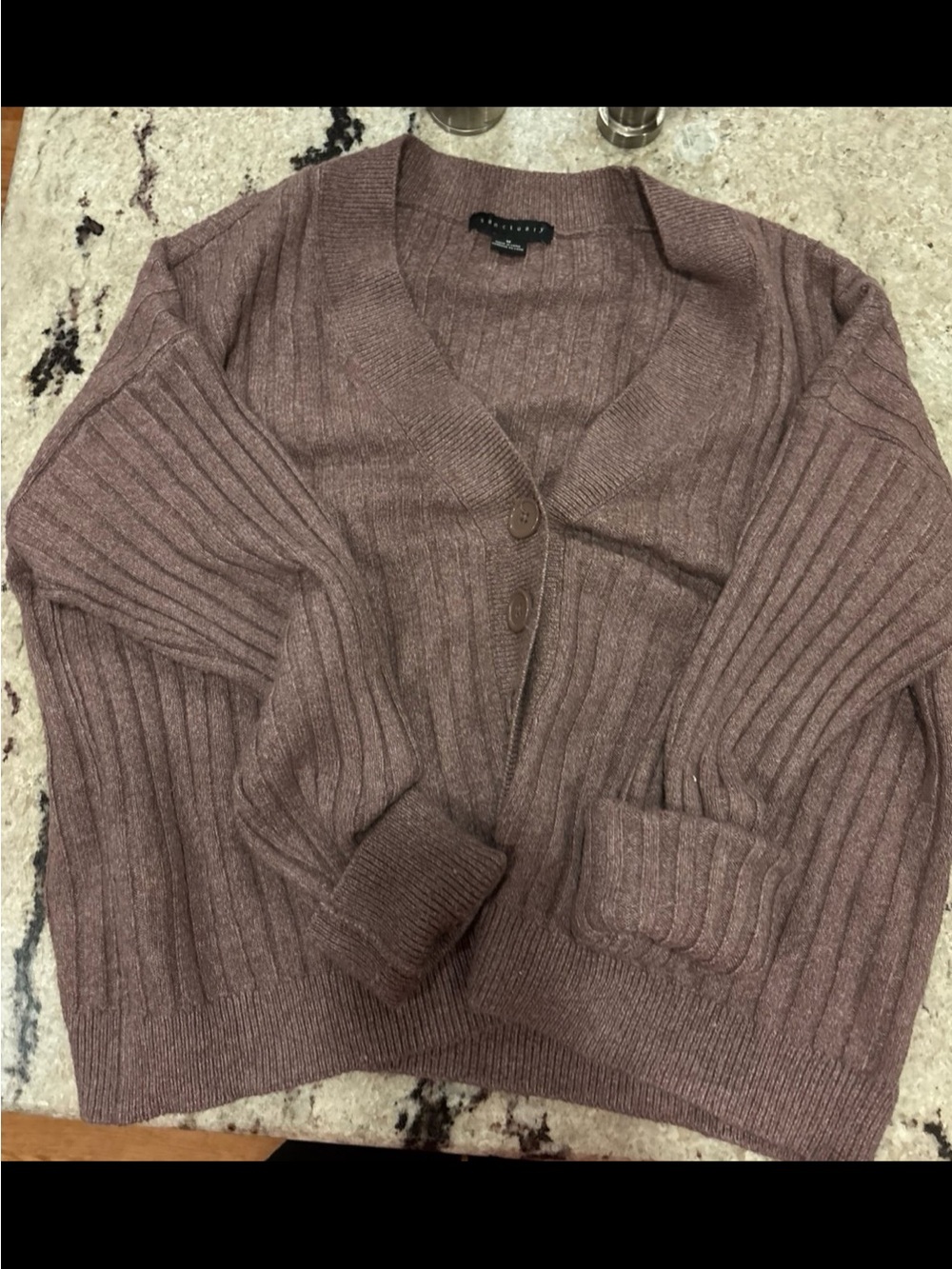 Sanctuary brown heather Ribbed V-Neck Cardigan